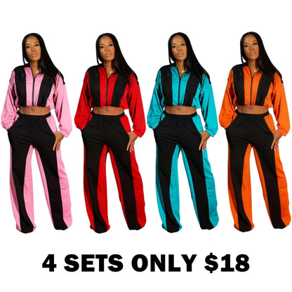 Color block straight pants set