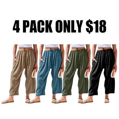 Women'S Linen Beach Harem Pants With Pockets