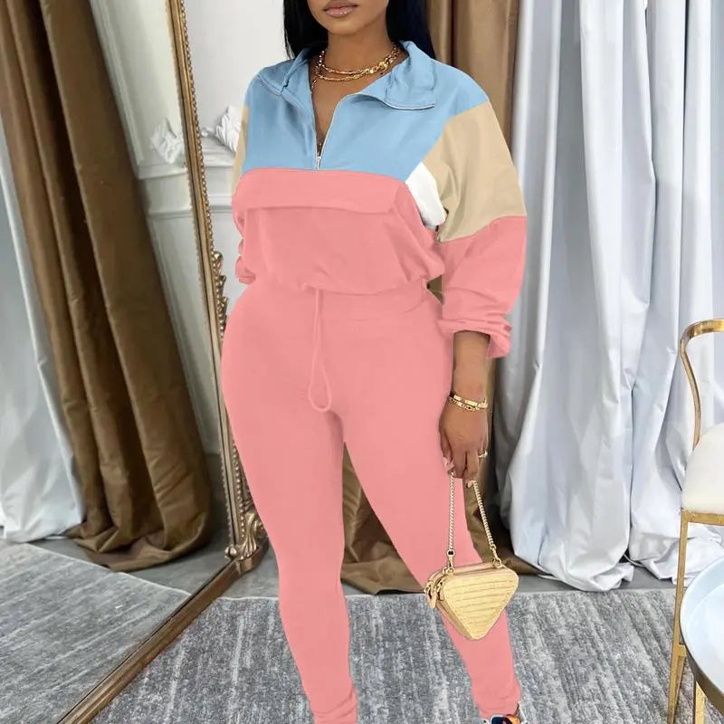 2-piece Colorblock Tracksuit Sets