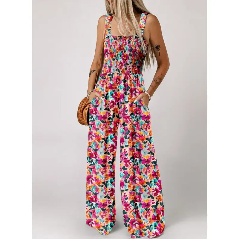 Women's Casual Loose Overalls Sleeveless Printed Rompers