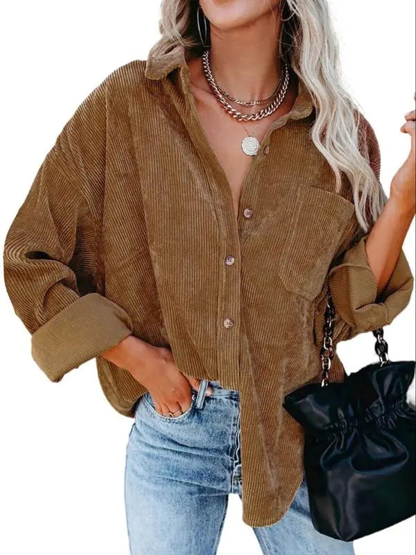 ✨Women's Plain Collared Minimalist Button Front Collared Blouse🔥