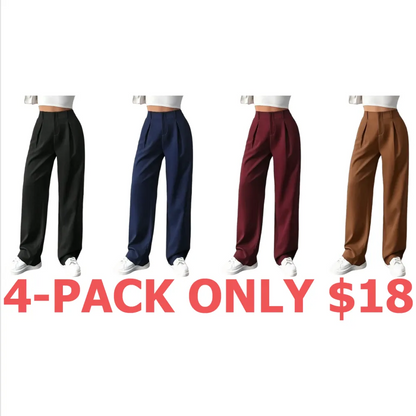 Women's Solid Color Plicated Pocket Wide Leg Pants