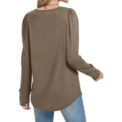Long Sleeve Shirts for Women Blouses Dressy Casual Puff Sleeve Fashion Clothing Tops with Buttons