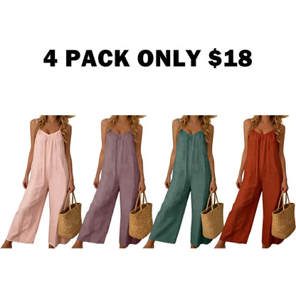 Women's Chic Basic Strappy Backless Spaghetti Strap Overalls