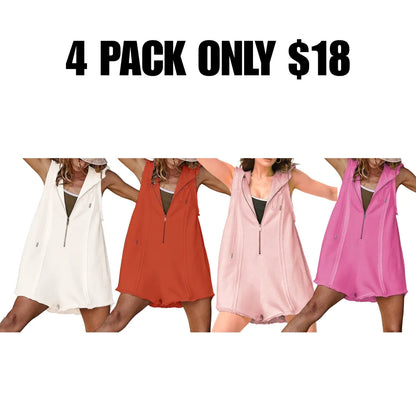 Short Half Zipper Sports Jumpsuit