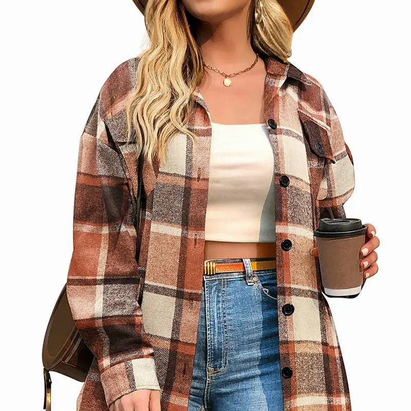 Women's Checkered Shirt Jacket