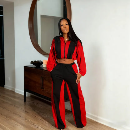 Color block straight pants set