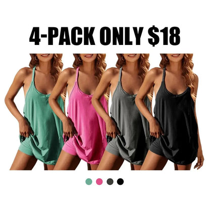 Women's Summer Sleeveless Mini Dress, Casual Sporty Dress, Short Tennis Skirt with Pockets