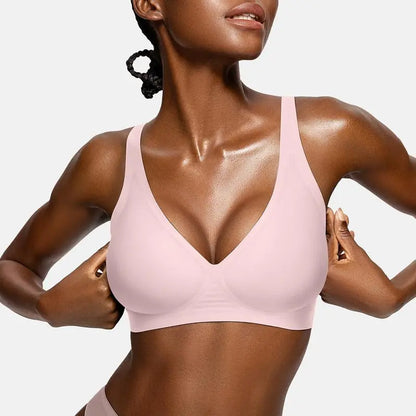 Womens Comfortable Wireless Bras Push Up Bralettes Seamless Tshirts Bras Deep V