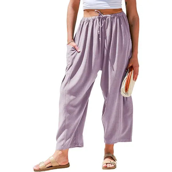 Women'S Linen Beach Harem Pants With Pockets