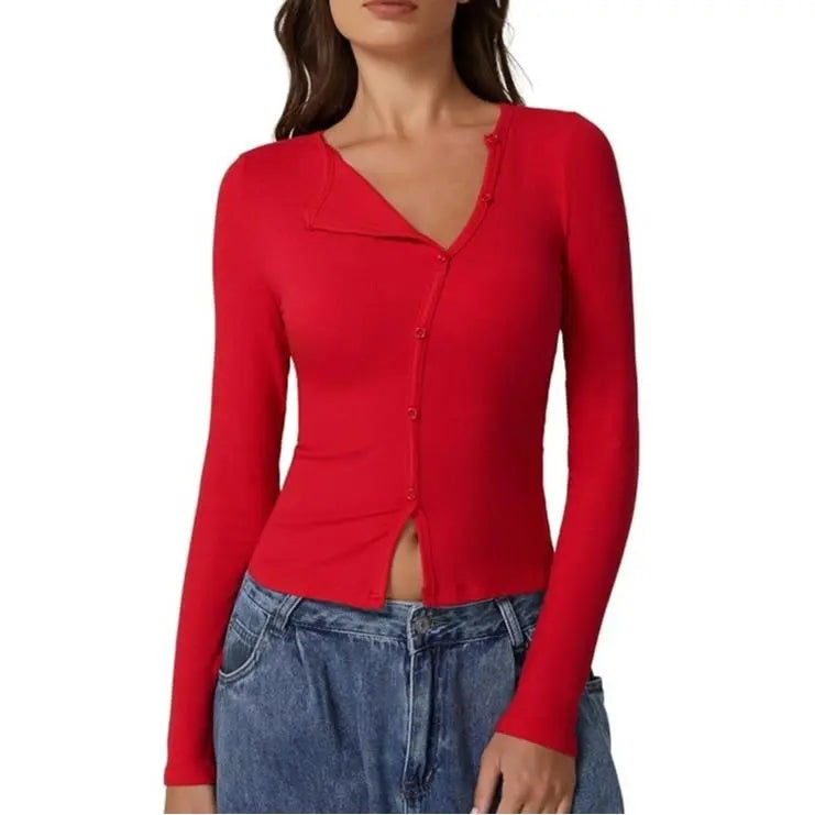 Women's Long Sleeve Ribbed Crewneck Shirts