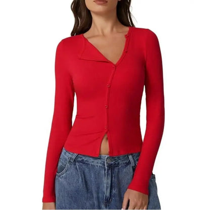 Women's Long Sleeve Ribbed Crewneck Shirts