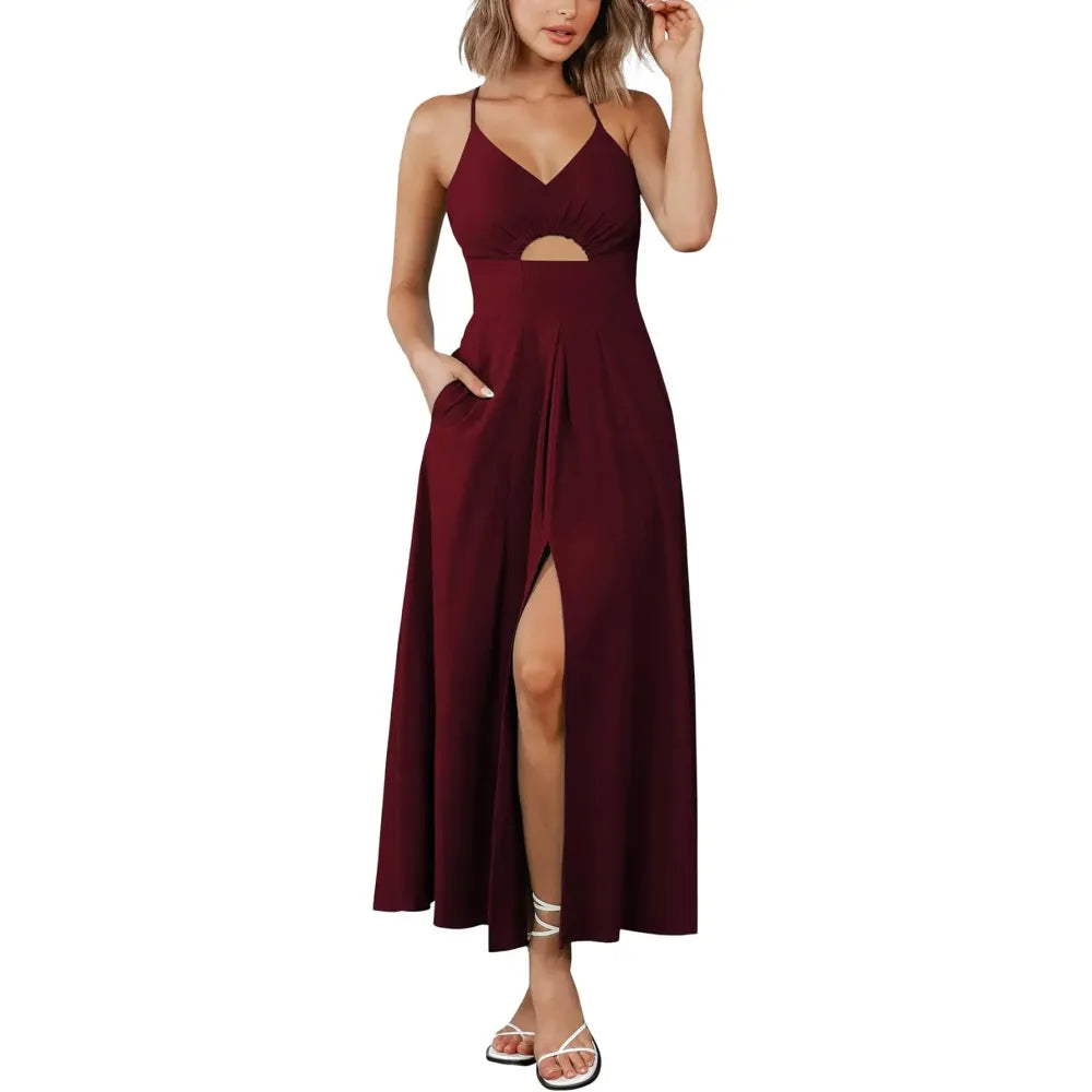 Women's 2026 Summer Sleeveless Spaghetti Strap Maxi Dress