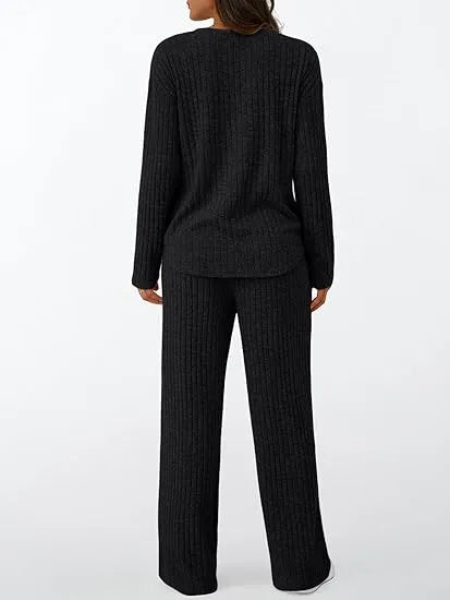 Womens 2 Piece Lounge Sets Fall Outfits Henley Neck Sweater 2025 Matching Sweat Suits Comfy Pajamas Clothes Pockets