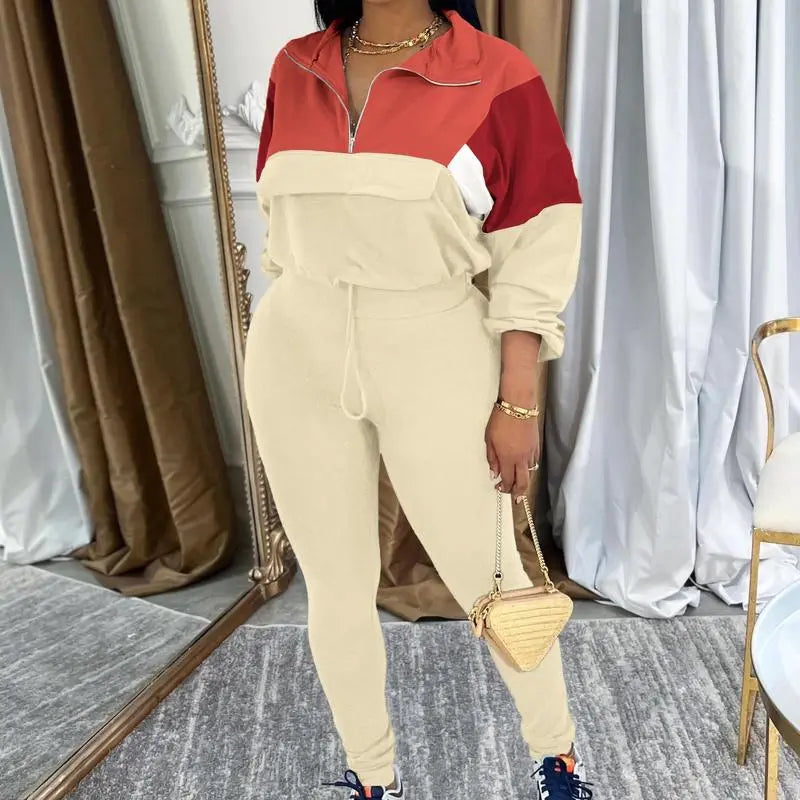 2-piece Colorblock Tracksuit Sets