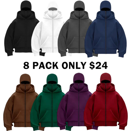 Zip Up Double Layer Hoodie