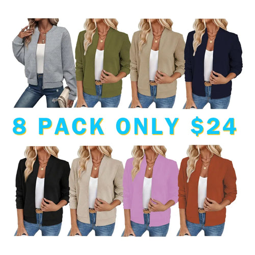 Women's Solid Textured Zip Up Jacket
